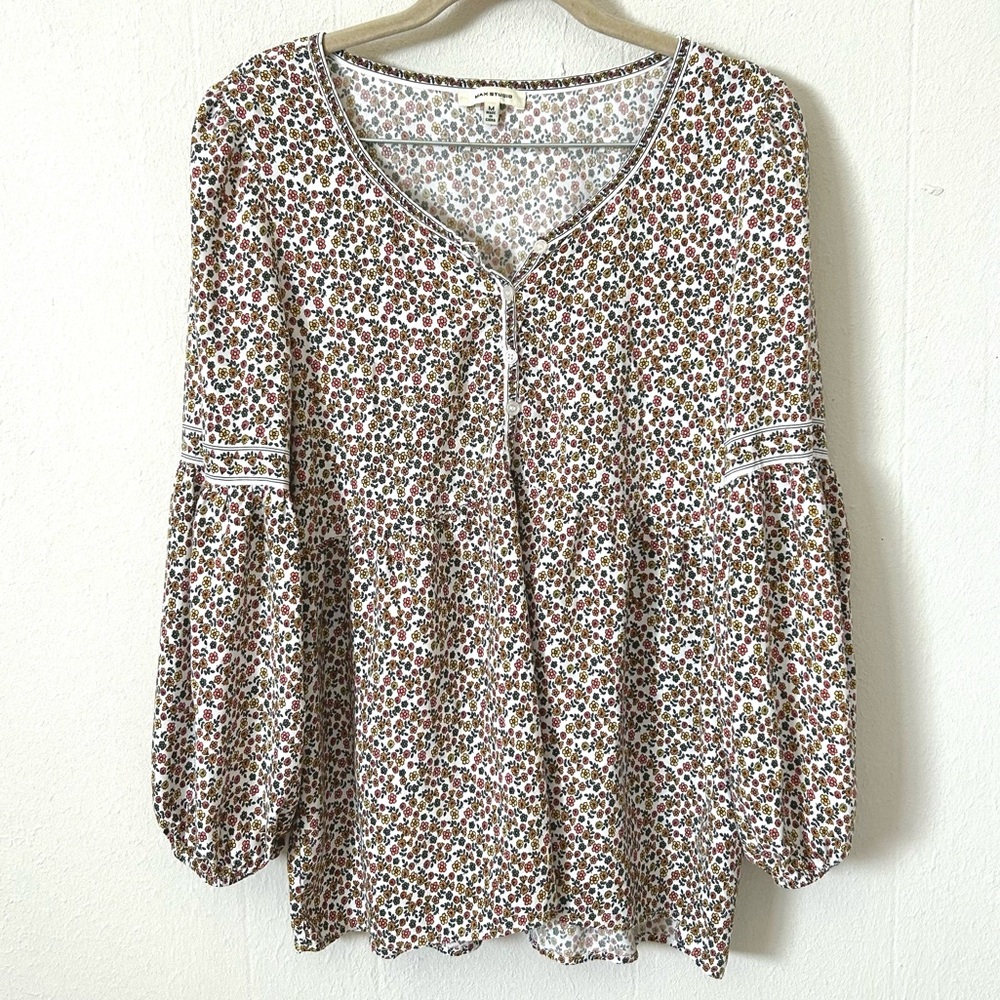 max studio medium floral peasant blouse